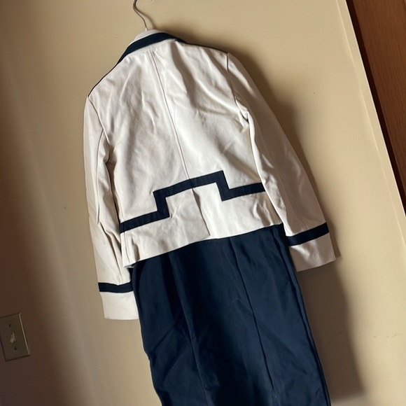 DVF DIANE VON FURSTENBERG Sz6 stretch cotton blazer dress suit work black beige - Picture 3 of 8